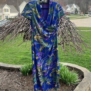 David Warren New York vintage tropical faux wrap maxi dress size 10